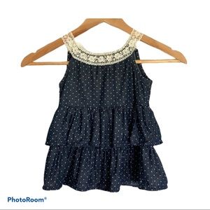 4/$25 Blue Tiered Ruffle Polka Dot Tank Top 4T